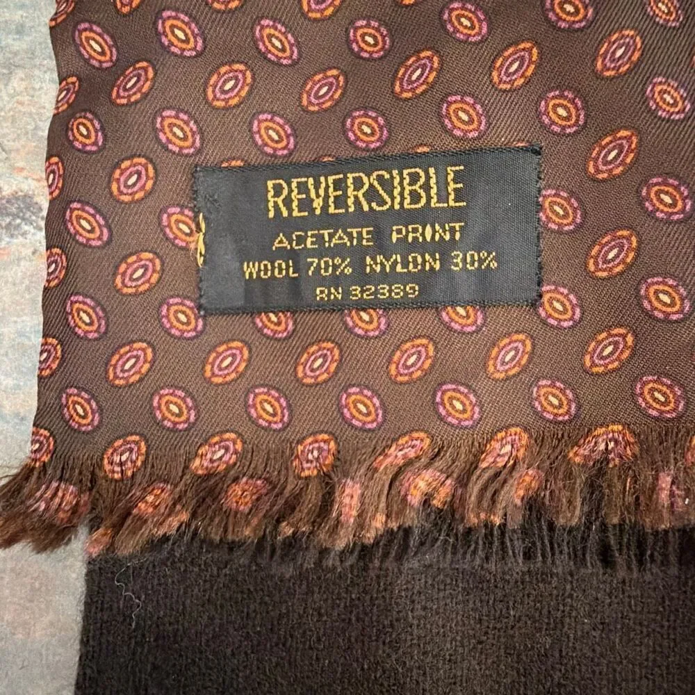 Brown Paisley Wool Reversible Men’s Scarf